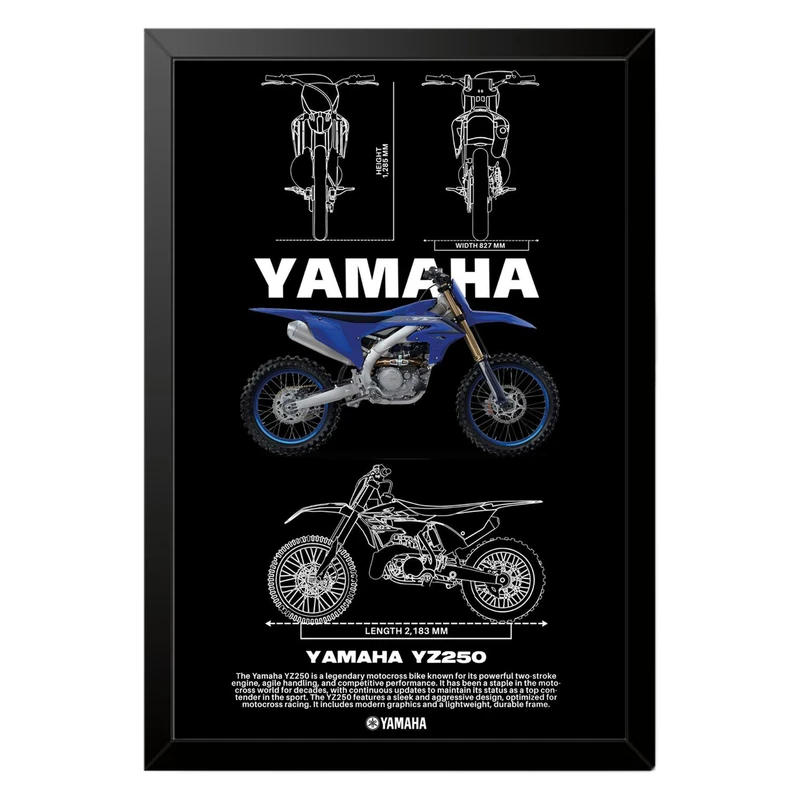 تابلو بکلیت طرح موتور سنگین یاماها YAMAHA YZ250 مدل b-po1548 فریم مشکی