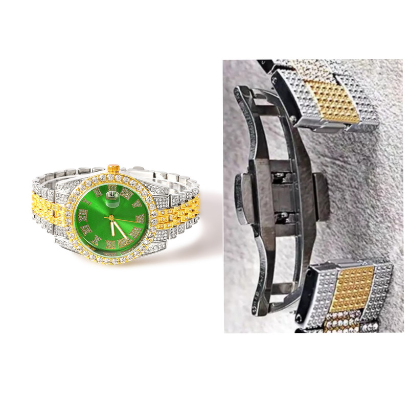 ساعت مچی عقربه‌ای مردانه مدل دور نگین بند فول نگین کد 2