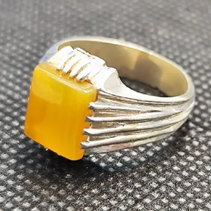 انگشتر نقره مردانه مدل سنگ شرف الشمس کد 255