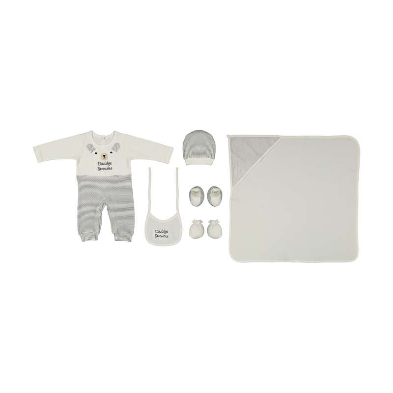 ست 6 تکه لباس نوزادی پاپو مدل خرس راه راه