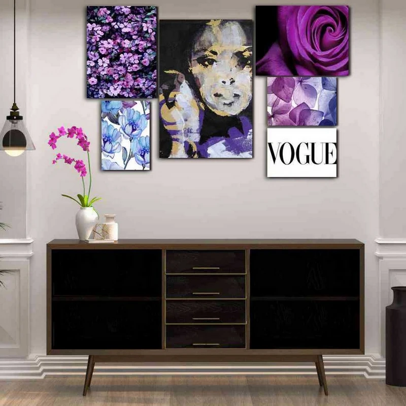 تابلو شاسی بکلیت طرح دکوراتیو چهره و گل مدل SH-192 مجموعه 5 عددی