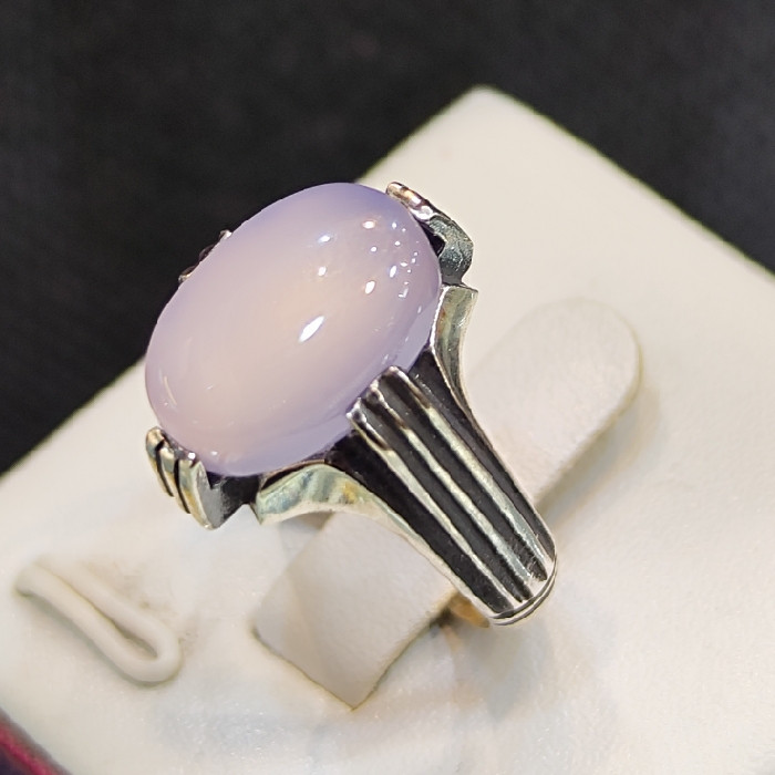 انگشتر نقره مردانه مدل سنگ عقیق کبود کد 13