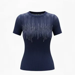 بلوز آستین کوتاه یقه ایستاده زنانه مدل نگیندار PP123