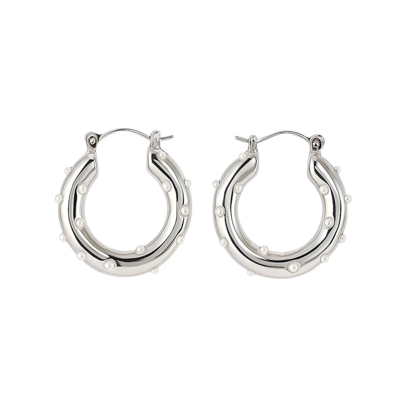 گوشواره حلقه ای زنانه مدل مرواریدی