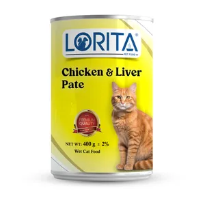  کنسرو غذای گربه پته مرغ و جگر لوریتا مدل CHICKEN & LIVER PATE وزن 400 گرم