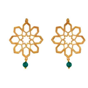 گوشواره طلا 18 عیار زنانه آمانژ طرح اسلیمی کد 1259D9189