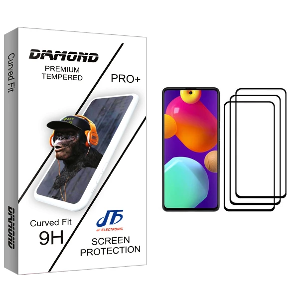 محافظ صفحه نمایش جی اف مدل Diamond glass مناسب برای گوشی موبایل سامسونگ Galaxy M62 بسته سه عددی