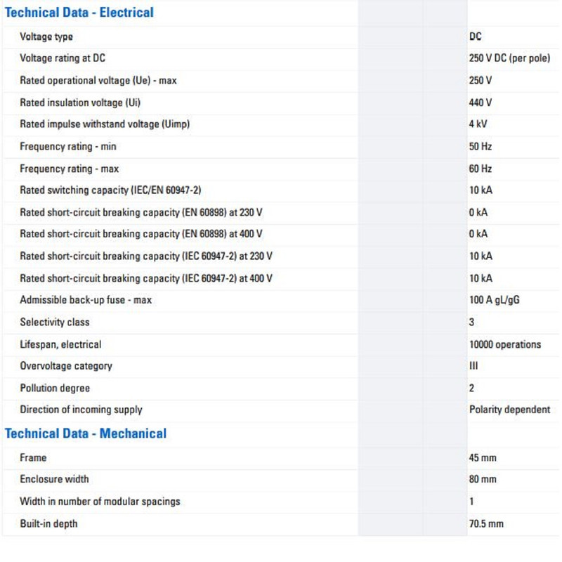فیوز مینیاتوری تک فاز 25 آمپر مولر مدل Xpole FAZ-C25/DC