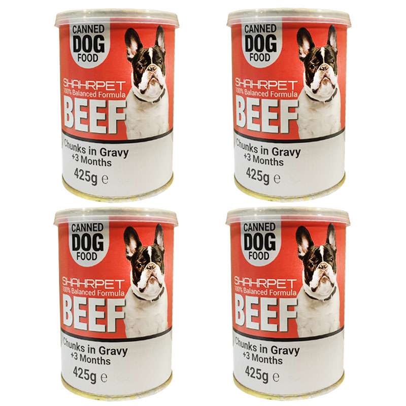 کنسرو غذای سگ شهرپت مدل Beef وزن 425 گرم بسته 4 عددی