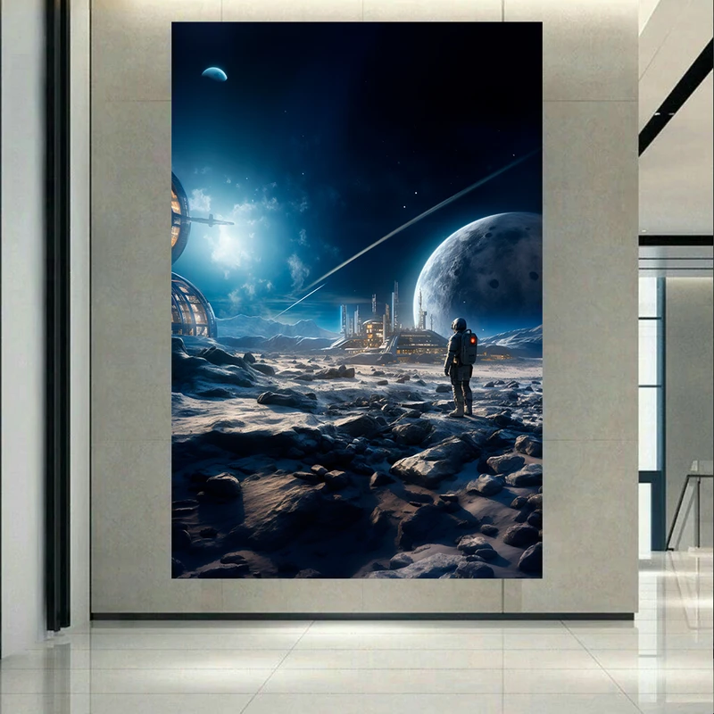 تابلو شاسی طرح فضانورد و ماه مدل آینده بشریت کد AR31378