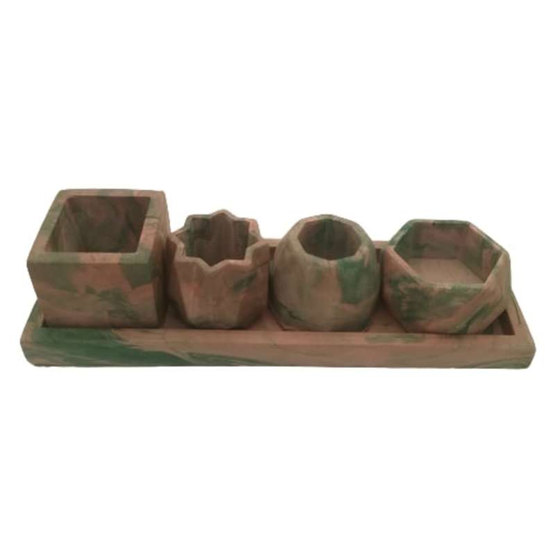 گلدان مدل مینیاتوری کد A3031 طرح ابر و باد مجموعه 5  عددی