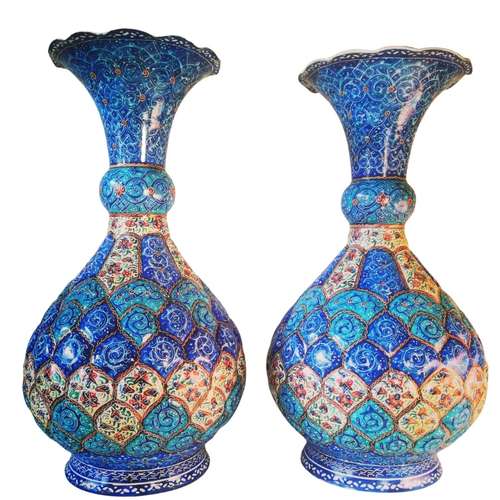 گلدان میناکاری مدل شلغمی مجموعه 2 عددی