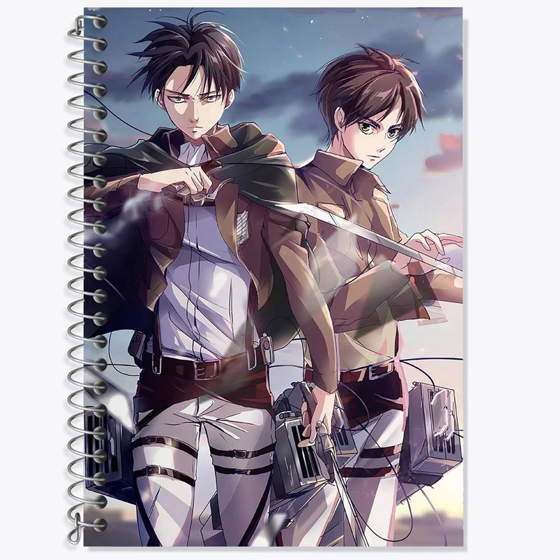 دفتر لغت 50 برگ خندالو مدل لیوای و ارن انیمه اتک آن تایتان Attack on Titan کد 4849