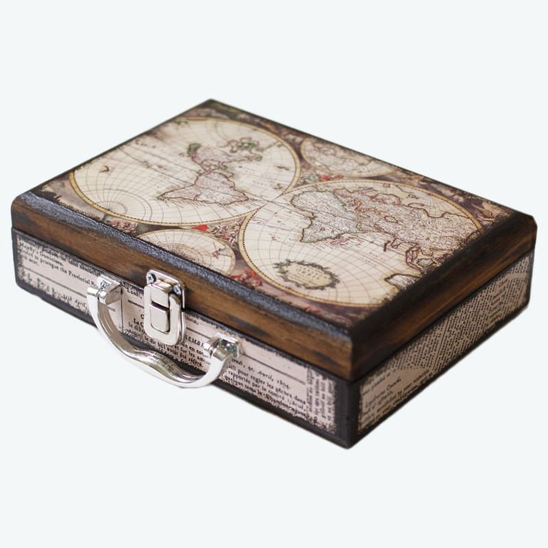 جعبه هدیه طرح چمدان مدل نقشه جهان کد H13