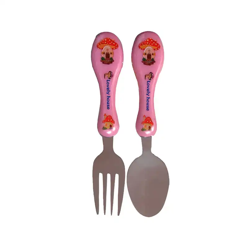 ست قاشق و چنگال کودک  طرح خانه قارچی