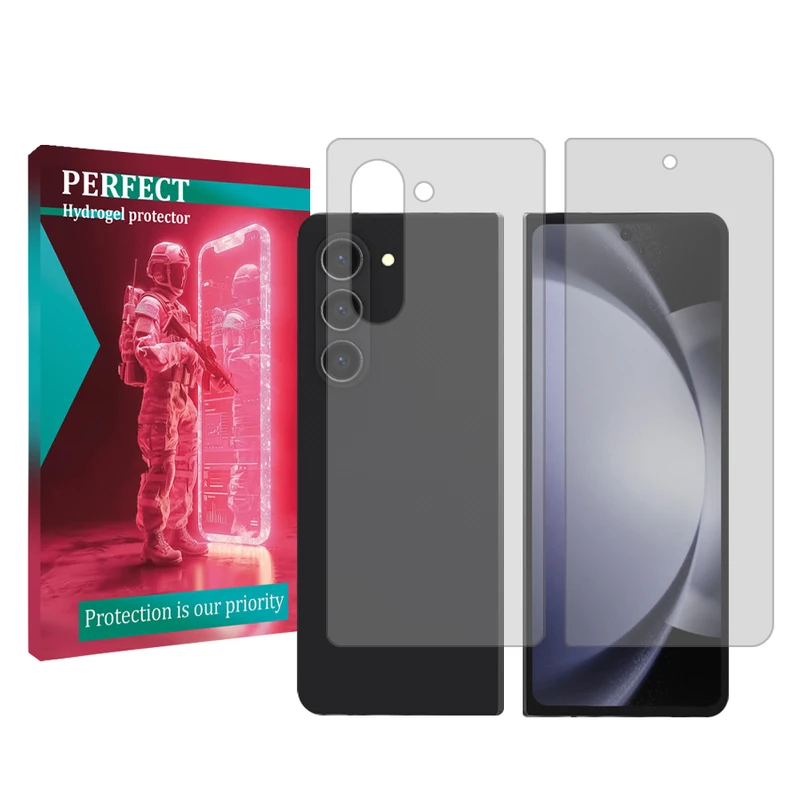 محافظ صفحه نمایش شفاف پرفکت مناسب برای گوشی موبایل سامسونگ Galaxy Z Fold5 به همراه محافظ پشت گوشی 