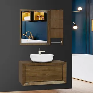 ست کابینت روشویی مدل پرشین طرح چوب به همراه آینه و باکس