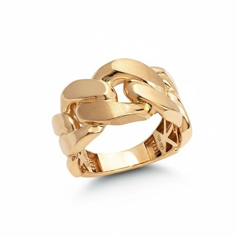 انگشتر طلا 18 عیار زنانه با طرح کارتیه طلای کامک مدل بافت سایز 54