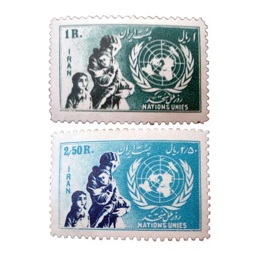 تمبر یادگاری مدل روز ملل متحد کد 45 مجموعه 2 عددی 