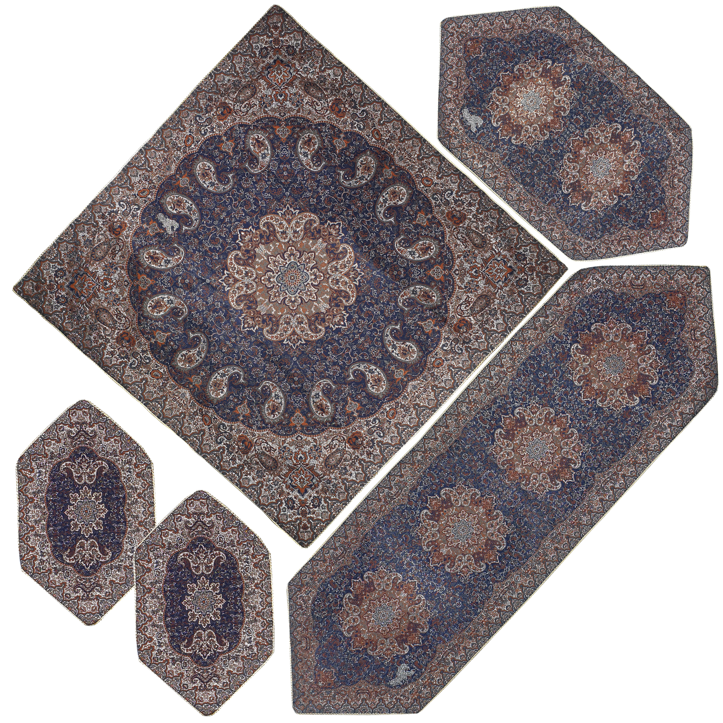 ست 5 تکه رومیزی ترمه مدل نسترن کد SOR145