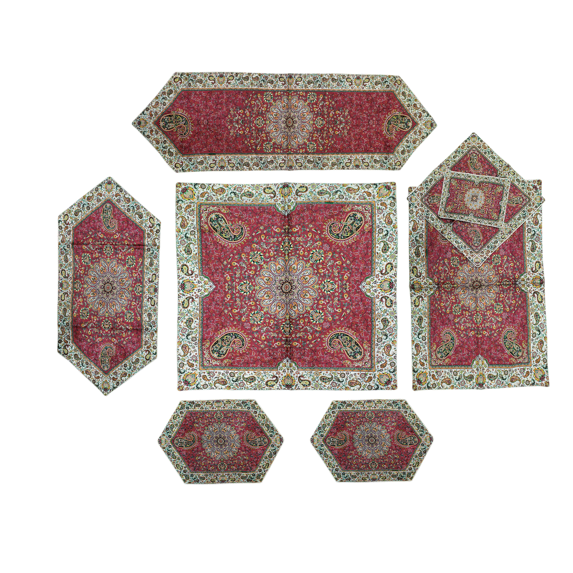 ست 8 تکه رومیزی ترمه سنتی یزد کد Z1216