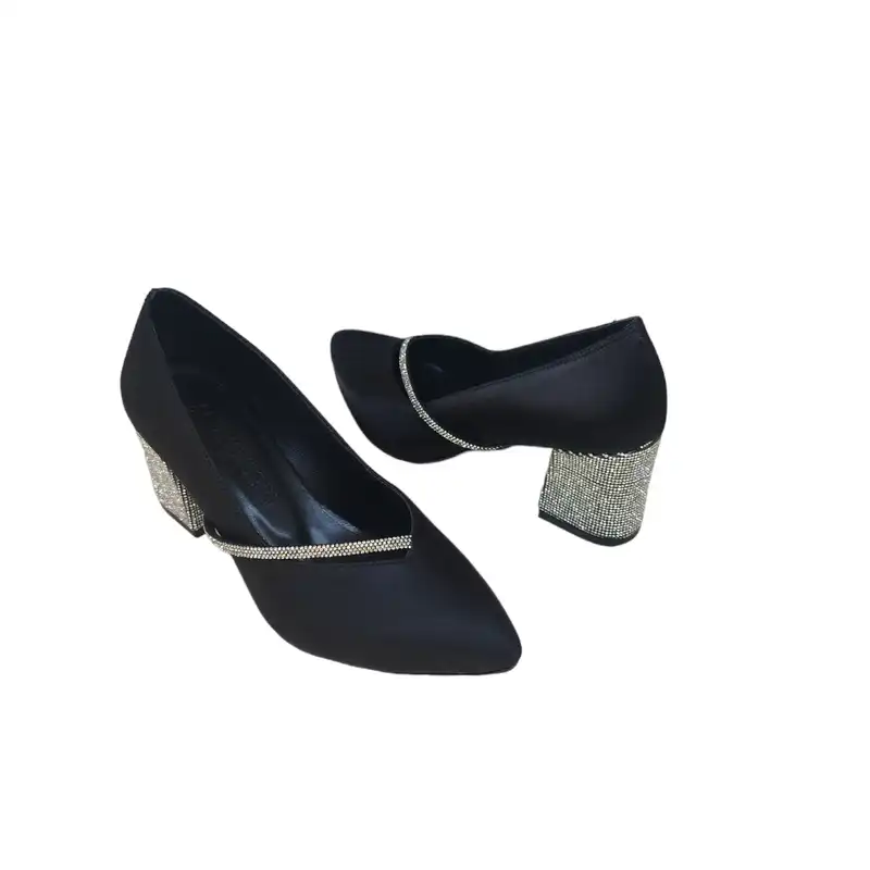 کفش زنانه مدل ZPO 56 ST ساتن نگین دار رنگ مشکی