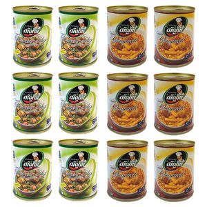 کنسرو خورشت قیمه و سیب زمینی با سویا شیفته - 370 گرم به همراه کنسرو خورشت قورمه سبزی با سویا شیفته - 370 گرم بسته 12 عددی