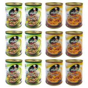 کنسرو خورشت قیمه و سیب زمینی با سویا شیفته - 370 گرم به همراه کنسرو خورشت قورمه سبزی با سویا شیفته - 370 گرم بسته 12 عددی