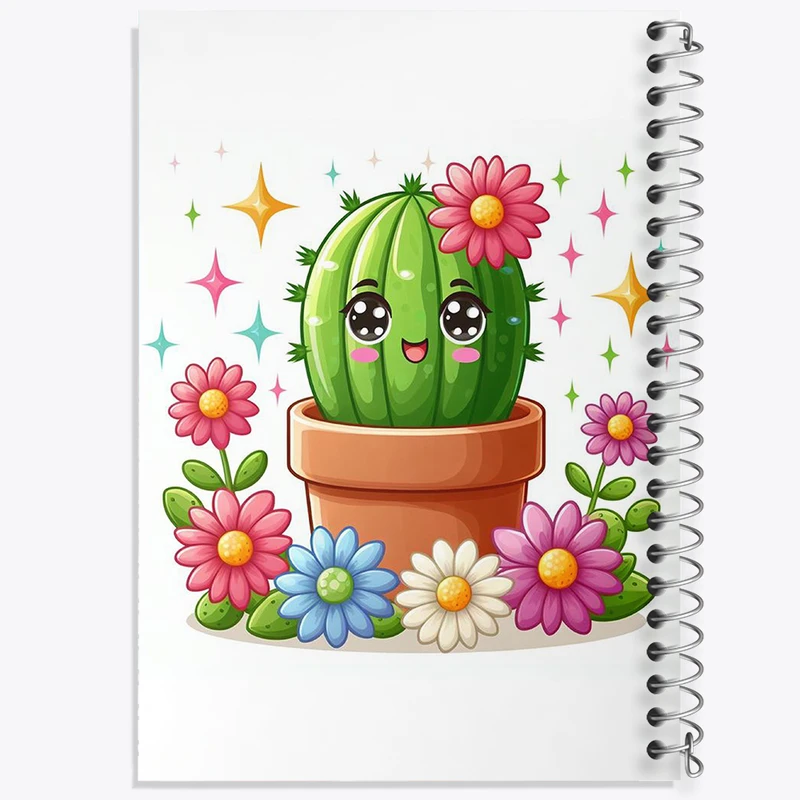 دفتر ژورنال نویسی 50 برگ خندالو مدل نقطه ای طرح کاکتوس کیوت کد N1962