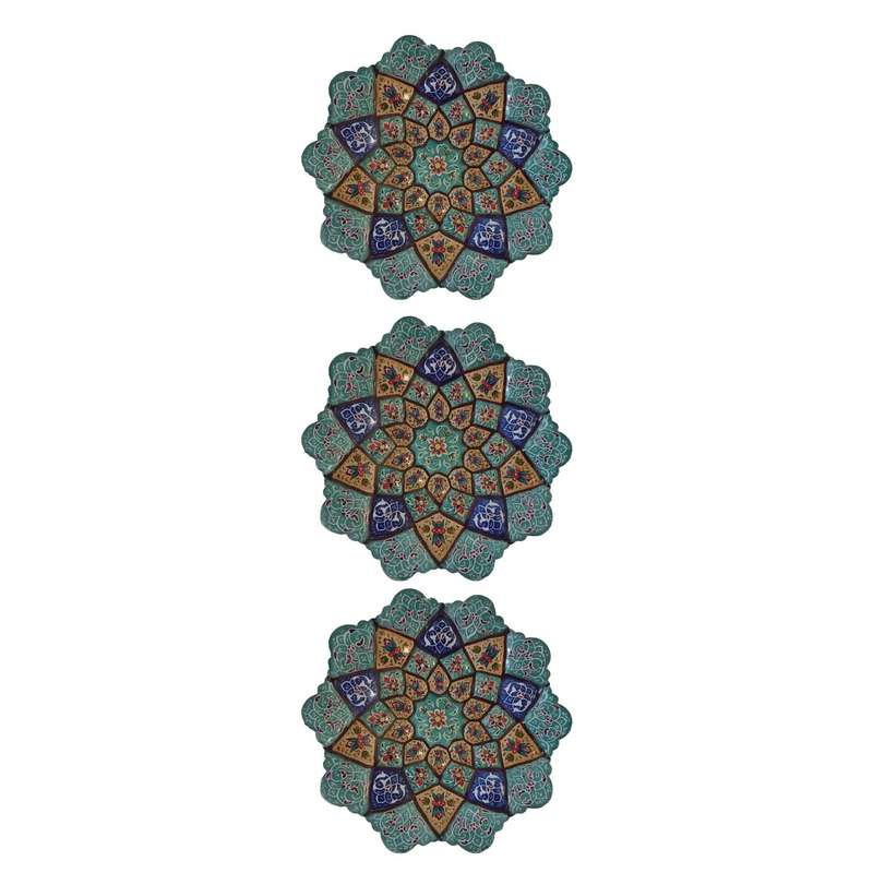 بشقاب میناکاری طرح ختایی کد 04 مجموعه 3 عددی