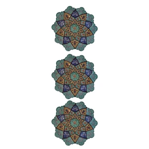 بشقاب میناکاری طرح ختایی کد 04 مجموعه 3 عددی
