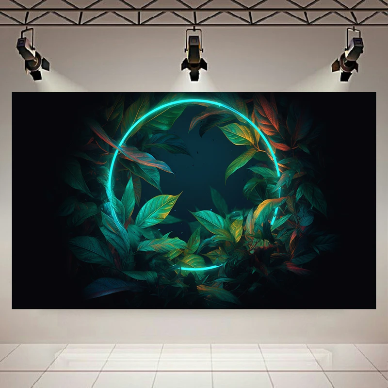  تابلو بوم طرح مخمل مدرن برگ مدل Circle کد AR303051