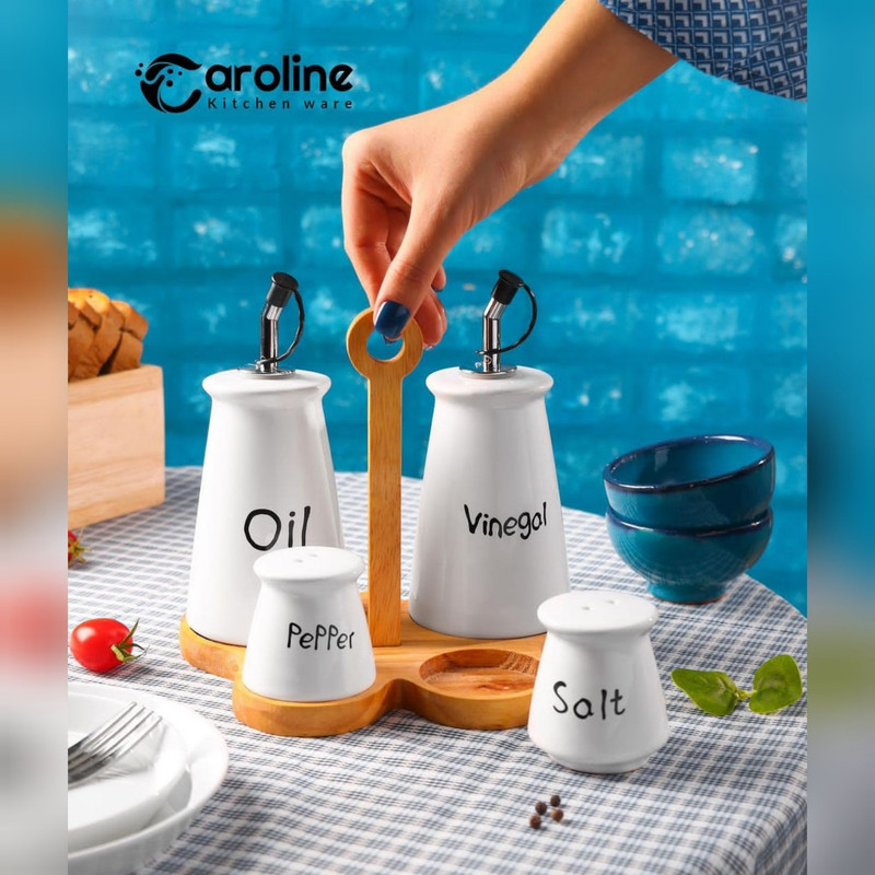 ست روغن ریز و نمک پاش کارولین کیچن ور مدل ستیا مجموعه 4 عددی