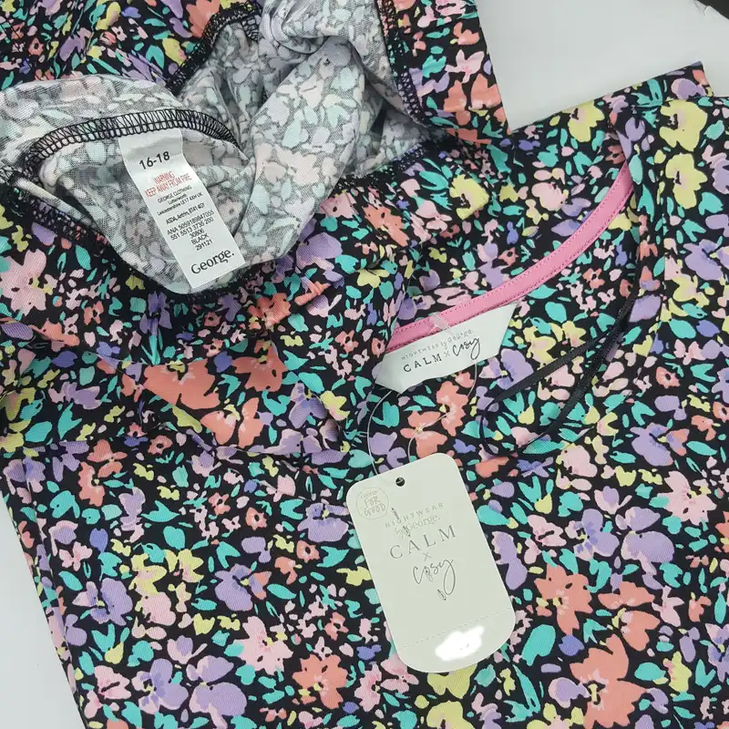 ست تی شرت آستین بلند و شلوار زنانه جورج مدل flower