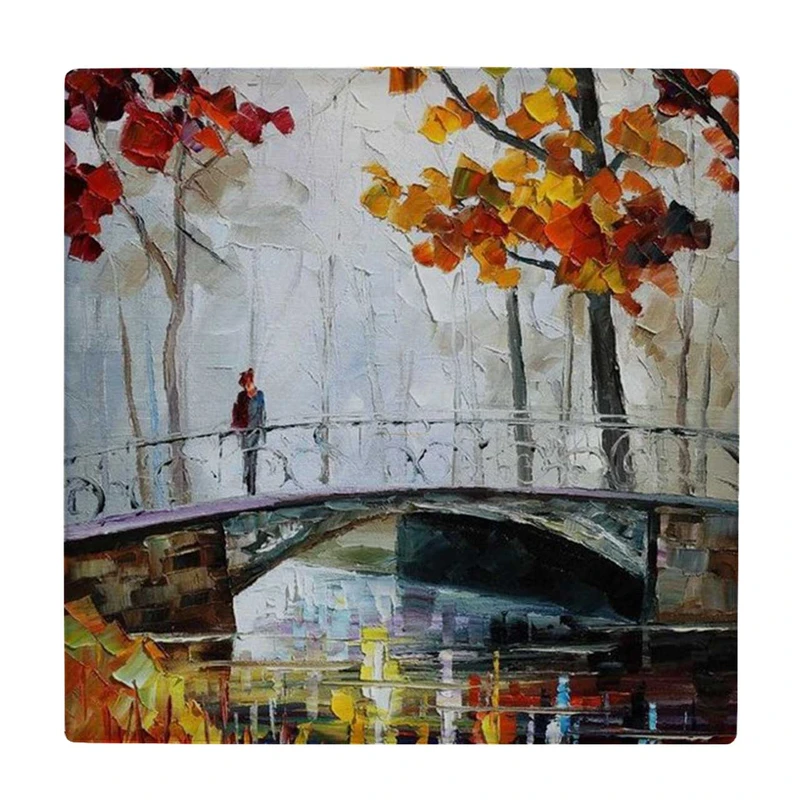 زیر لیوانی طرح نقاشی پل و جنگل پاییزی کد    3853384_1879