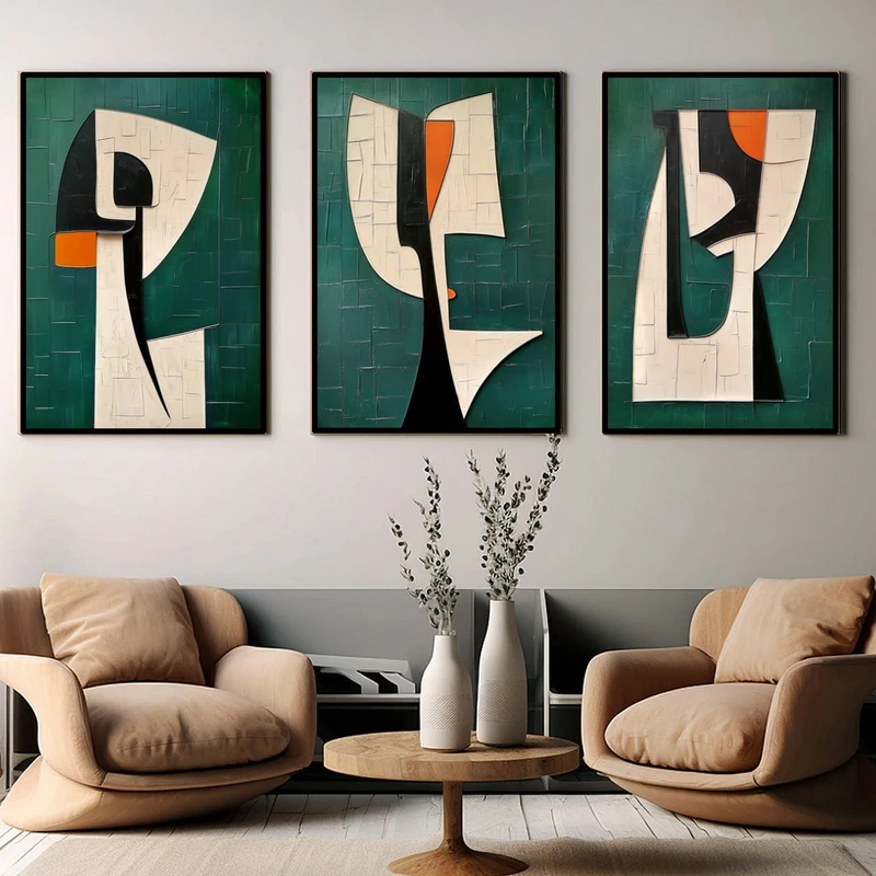 تابلو مدل مینیمال طرح فرم و خطوط مجموعه سه عددی