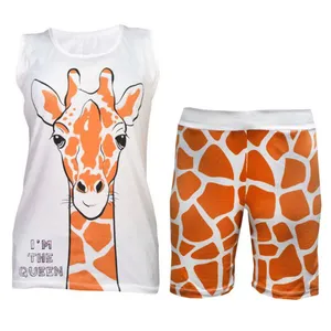 ست تاپ و شلوارک دخترانه مدل زرافه 4