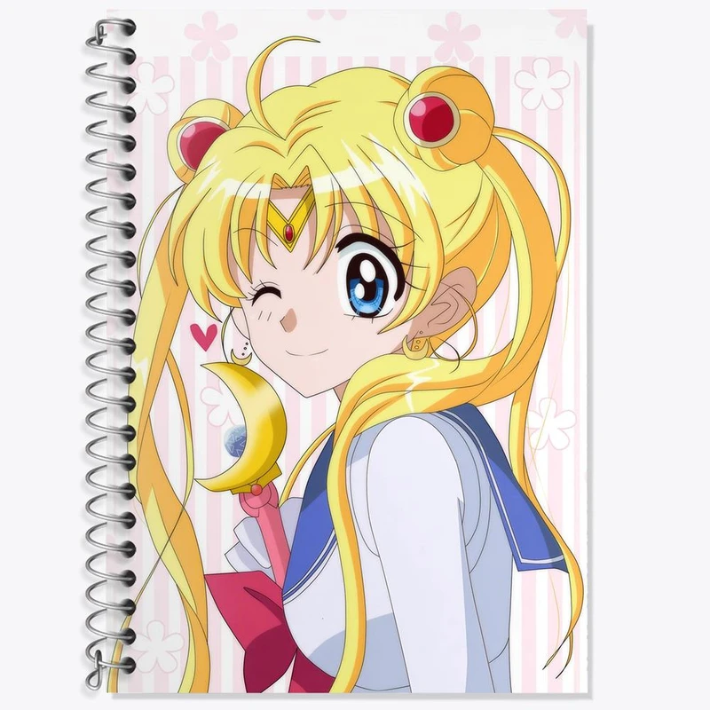 دفتر زبان 50 برگ خندالو مدل سه خط طرح اوساگی تسوکینو انیمه سیلور مون Sailor Moon کد 17435