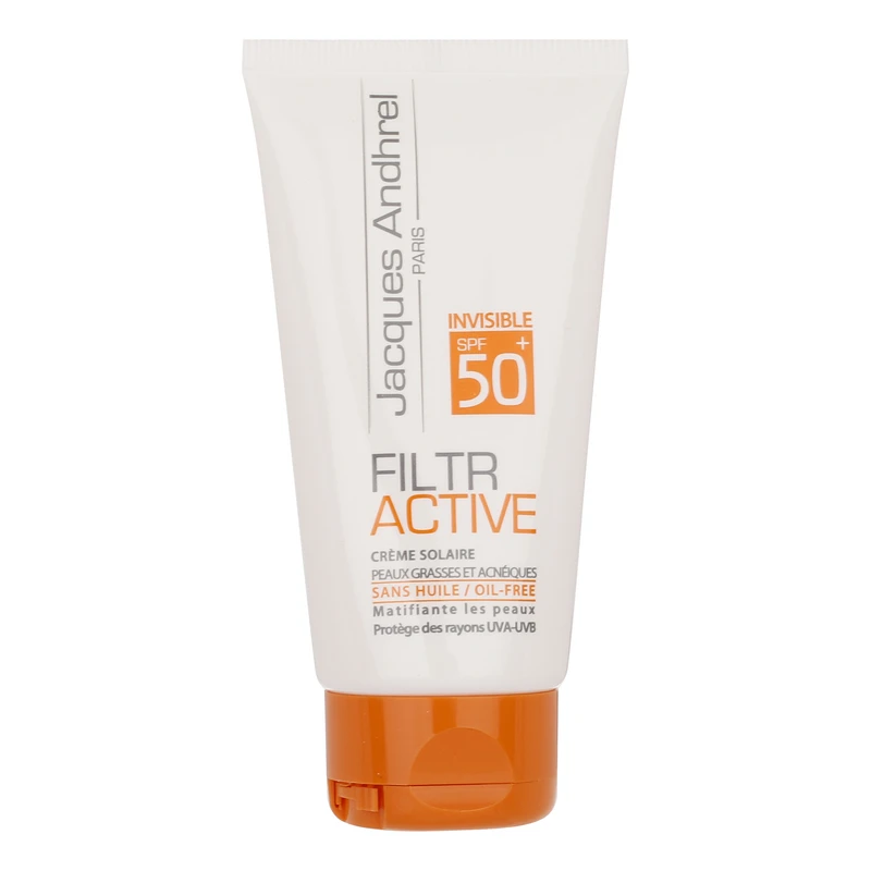 کرم ضد آفتاب بدون رنگ ژاک آندرل پاریس SPF 50 مدل FILTR ACTIVE ‌مناسب پوست‌های چرب و مستعد آکنه حجم 50 میلی‌لیتر