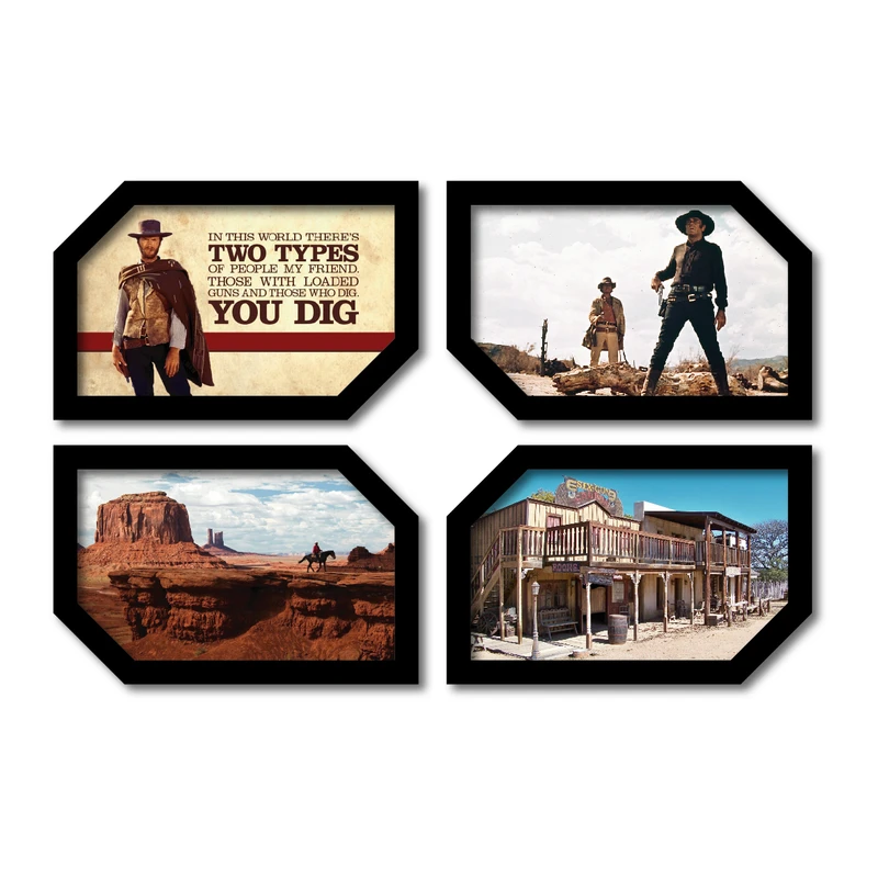 تابلو مدل وسترن طرح گاو چران ها کد 2028 مجموعه 4 عددی