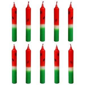 شمع قلمی بدون بو مدل هندوانه زمان اتمام ۱.۱۰ ساعت بسته ۱۰ عددی