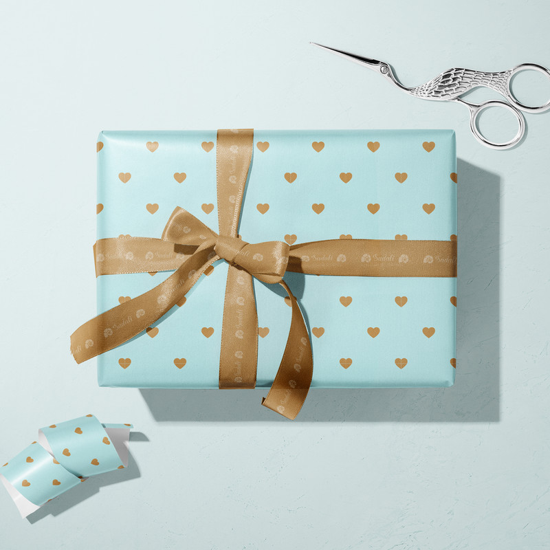 کاغذ کادو صدفی طرح عشق آبی بسته 2 عددی