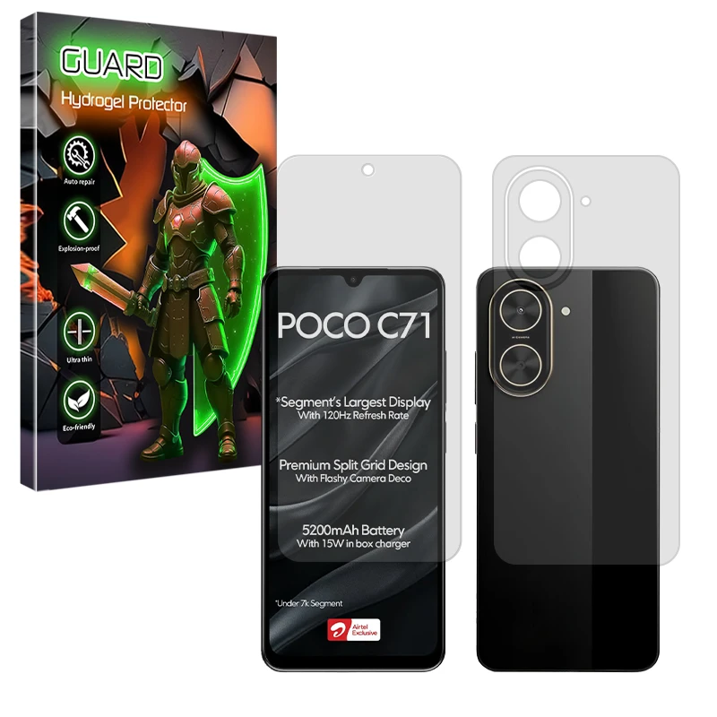 محافظ صفحه نمایش مات گارد مدل Tough مناسب برای گوشی موبایل شیائومی Poco C71 به همراه محافظ پشت گوشی