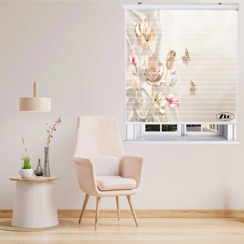 پرده زبرا زیو  مدل سیلوئت کد 3D1153 سایز 150x150 سانتی متر