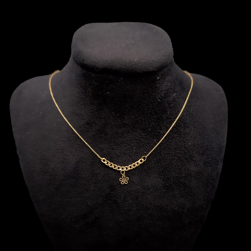 گردنبند طلا 18 عیار زنانه با طرح حلقه‌ای (فلامینگو) ناریا مدل گل