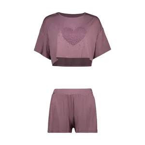 ست نیم تنه و شلوارک زنانه ناربن مدل 3150-1521705 رنگ ارکیده ای