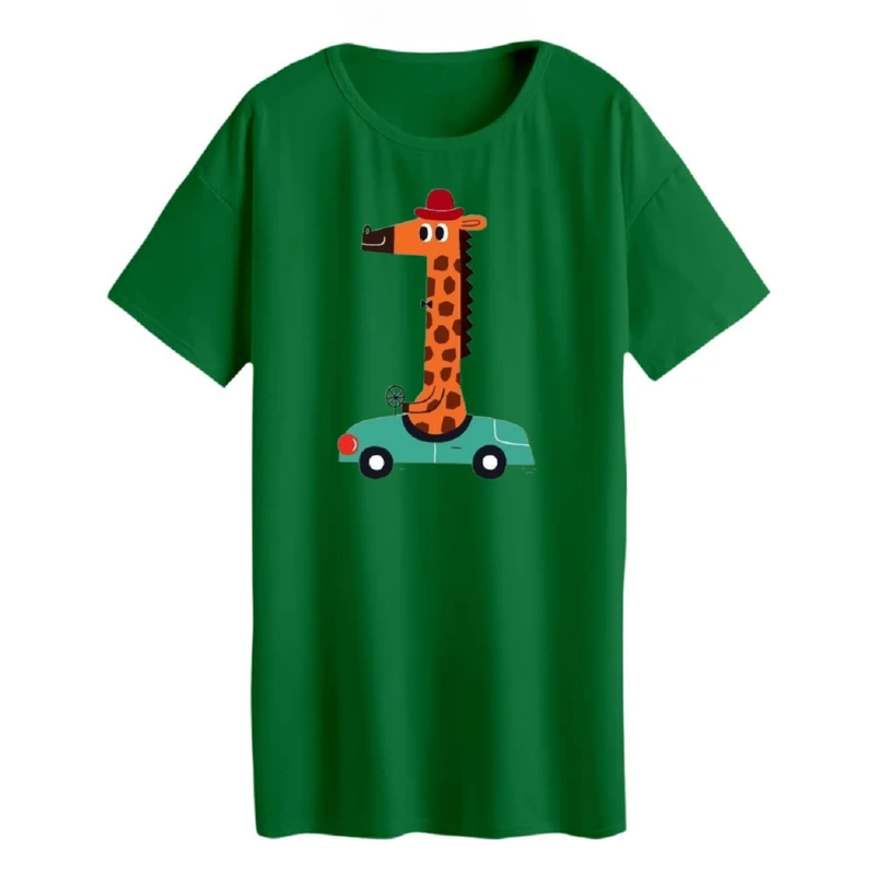 تی شرت لانگ آستین کوتاه زنانه مدل آقای زرافه