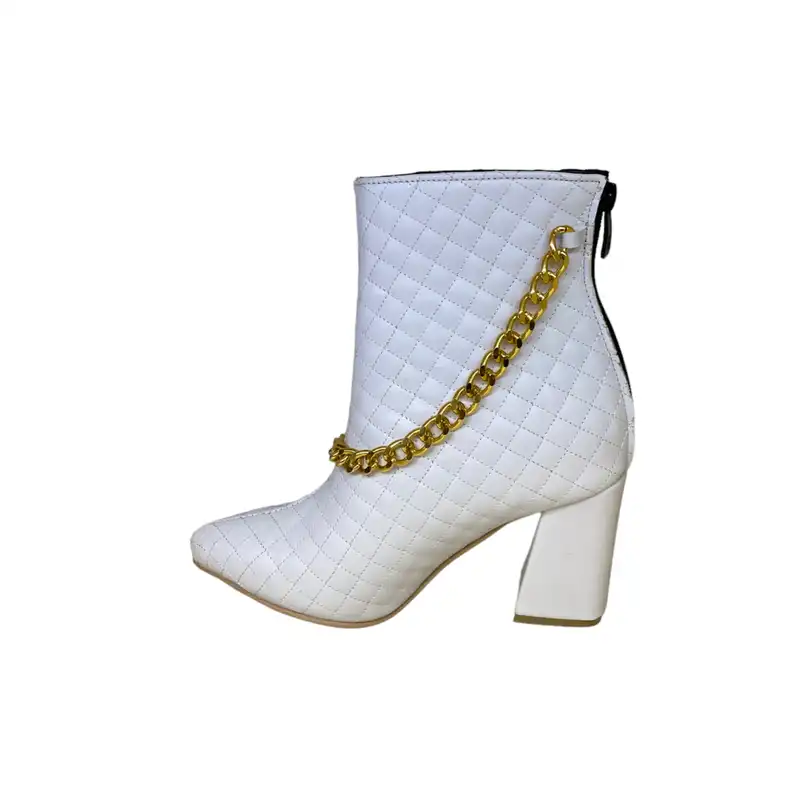 نیم بوت زنانه مدل زنجیر040 رنگ سفید