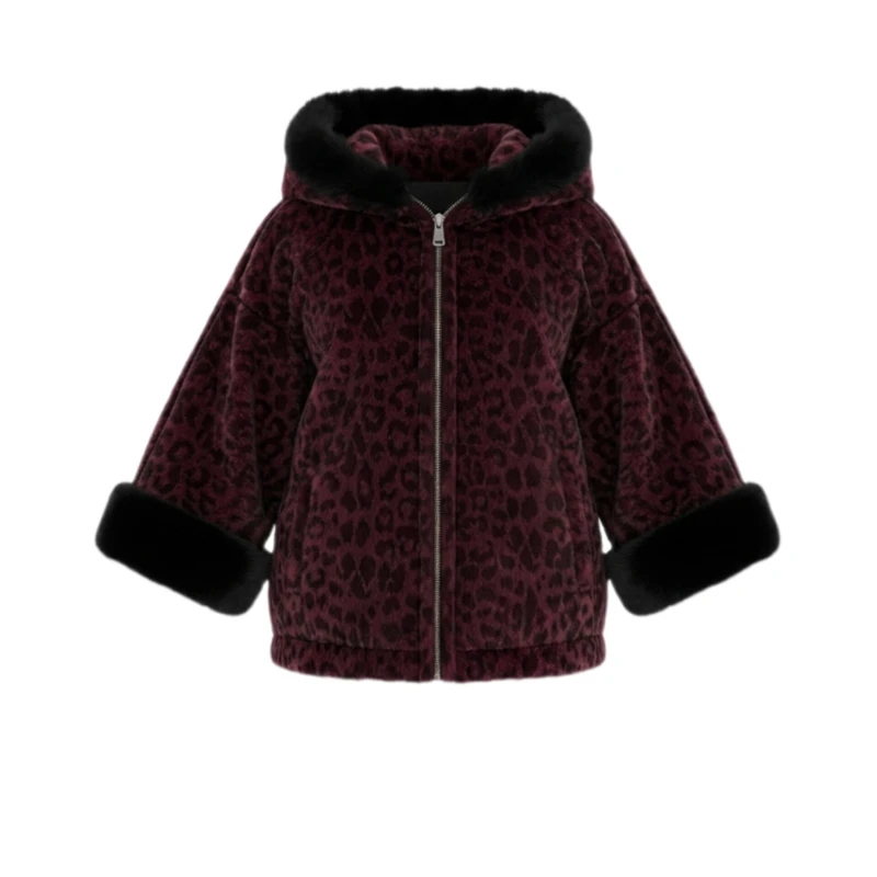 پالتو زنانه مدل طرح پلنگی کلاه دار