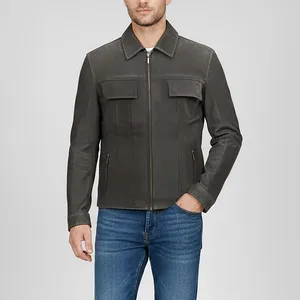 کت چرم مردانه جک اند جونز مدل MELFI